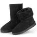 Fresh Fab Finds Women Ladies Snow Boots Waterproof Faux Suede Mid-Calf Boots Fur Warm Lining Shoes - Black - 7 - Black