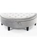 Chic Home Design Jacqueline Kelly Half Moon Storage Ottoman Button Tufted Velvet Upholstered Gold Nailhead Trim Espresso Finished Wood Legs Bench - Grey