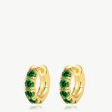 Classicharms Daniela Gold Huggie Hoop Emerald Zirconia Earrings - Green