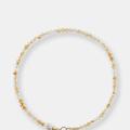 Etrusca Gioielli Pearl And Stone Light Necklace - Yellow Gold/ White Pearl - Yellow - 17