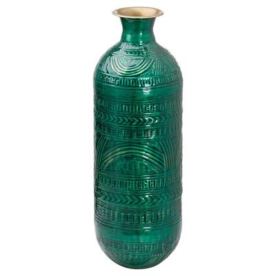 Hill Interiors Hill Interiors Aztec Collection Lebes Embossed Vase (Green/Brass) (One Size) - Green