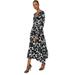 Principles Womens/Ladies Floral V Neck Bodice Midi Dress - Monochrome - Black - 6