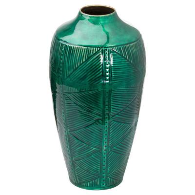 Hill Interiors Hill Interiors Aztec Collection Embossed Vase (Green/Brass) (One Size) - Green