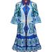 LA DOUBLE J Choux Dress Lakshmi Placed Blue - Blue - XS