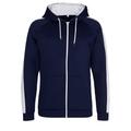Awdis AWDis Just Hoods Mens Contrast Sports Polyester Full Zip Hoodie (Oxford Navy/Arctic White) - Blue - M