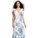 Social Bridesmaid Bow-Shoulder Faux Wrap Maxi Dress With Tiered Skirt - 8233 - Blue