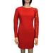 BeBe Lace Long Sleeves Knee Length Detailed Sheath Dress - Red