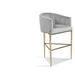 Chic Home Design Cyrene Bar Stool Chair Velvet Upholstered Shelter Arm Shell Design 3 Legged Gold Tone Solid Metal Base, Modern Contemporary - Grey - 1 BAR STOOL