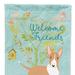 Caroline's Treasures 11 x 15 1/2 in. Polyester Welcome Friends Brown Bull Terrier Garden Flag 2-Sided 2-Ply