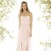 Social Bridesmaid Strapless Draped Bodice Maxi Dress with Front Slits - 8159 - Pink - 14