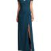 After Six Cuffed Off-The-Shoulder Pleated Faux Wrap Maxi Dress - 6872 - Blue