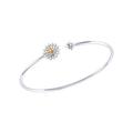 LuvMyJewelry Starburst Adjustable Diamond Two-Tone Cuff In 14K Yellow Gold Vermeil On Sterling Silver - Grey