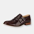 LIBERTYZENO Auburn Leather Oxford Style Monk Straps - Brown - 12