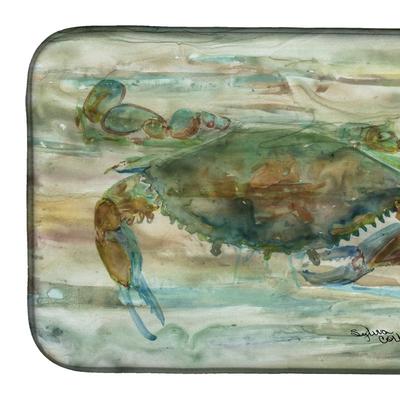 Caroline's Treasures 14 in x 21 in Crab a leg up Sunset Dish Drying Mat