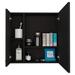 FM Furniture Kenya Medicine Cabinet, Mirror, Single Door, Four Interior Shelves - Black