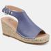 Journee Collection Journee Collection Women's Wide Width Crew Wedge Sandal - Blue - 11