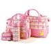 Fresh Fab Finds 5PCS Baby Nappy Diaper Bags Set Mummy Diaper Shoulder Bags With Nappy Changing Pad Insulated Pockets Travel Tote Bags For Mom Dad - Pink