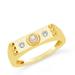 Sterling Forever Sterling Silver Pearl & CZ Bar Ring - Gold - 7