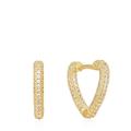 Ettika Mini Crystal Cluster Heart 18k Gold Plated Hoop Earrings - Gold - ONE SIZE