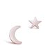 Sterling Forever Sterling Silver Crescent & Star Asymmetrical Studs - Pink