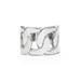 Rivka Friedman White Rhodium Clad Solid Curb Link Chain Motif Polished Ring - White - 7