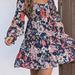 Threaded Pear Tessa Floral Tiered Long Puff Sleeve Mini Dress - Blue