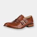 LIBERTYZENO Auburn Leather Oxford Style Monk Straps - Brown - 7