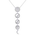 LuvMyJewelry Moon Phases Diamond Necklace In Sterling Silver - Grey