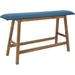 Sunnydaze Decor Modern Counter Height Dining High Bench With Blue Cushioned Seat Kitchen Bar - Brown