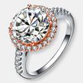 Genevive Sterling Silver Rose Gold Plated Cubic Zirconia Circle Solitaire Ring - Pink - 8