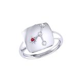 LuvMyJewelry Cancer Crab Ruby & Diamond Constellation Signet Ring In Sterling Silver - Grey - 7.5
