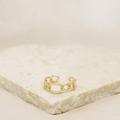 Ettika Destiny Crystal And 18k Gold Plated Circle Chain Link Ring - Gold - 7