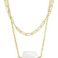 Sterling Forever Chain Link and Pearl Layered Necklace - Gold