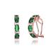 Genevive 18K Rose Gold Plated With Emerald & Diamond Cubic Zirconia Half Hoop Earrings In Sterling Silver - Green