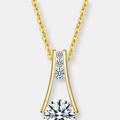 Genevive Sterling Silver 14k Gold Plated And Clear Cubic Zirconia Pendant Necklace - Gold - 18