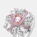 Genevive Sterling Silver Two Tone Plated Cubic Zirconia Cluster Ring - Pink - 7