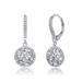 Genevive Sterling Silver White Gold Plated With Baguette, Oval And Round Cubic Zirconia Round Leverback Earrings - Grey