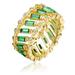 Genevive GV Sterling Silver 14k Yellow Gold Plated with Emerald & Baguette Eternity Band Ring - Green - 8