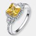 Genevive Sterling Silver Yellow Cubic Zirconia Halo Coctail Ring - Yellow - 7