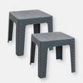 Sunnydaze Decor Outdoor Patio Side Table 18" Square Indoor Outdoor Furniture Brown Set of 2 - Grey - 2 PACK