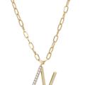 Ettika Pearl Initial 18k Gold Plated Necklace - Gold - LETTER: N
