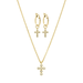 Ayou Jewelry Dainty Cross Jewelry Set - Gold - DAINTY CROSS NECKLACE: LENGTH: 16", DAINTY CROSS HOOPS: PAIR