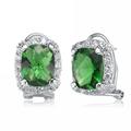 Genevive Genevive Sterling Silver White Cubic Zirconia Solitaire Earrings - Green