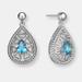 Genevive GENEVIVE Sterling Silver Blue Topaz Cubic Zirconia Heart Drop Earrings - Blue - 11MM W X 20MM L X 6MM D