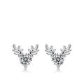 Stella Valentino Sterling Silver with 0.30ctw Lab Created Moissanite Antler Stud Earrings - White - 14.5