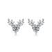 Stella Valentino Sterling Silver with 0.30ctw Lab Created Moissanite Antler Stud Earrings - White - 14.5