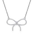 Genevive Sterling Silver Colored Cubic Zirconia Ribbon Necklace - Grey