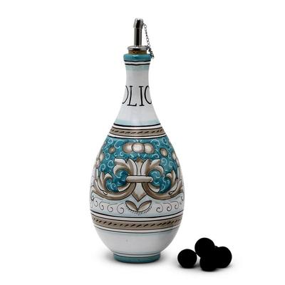 Artistica - Deruta of Italy Deruta Colori: Traditional Olive Oil Bottle With Pourer - Blue - OLIVE OIL BOTTLES