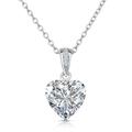 Genevive Sterling Silver With Colored Cubic Zirconia Heart-Shape Necklace - White