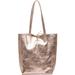 Sostter Rose Gold Metallic Leather Tote Shopper Bag - Gold